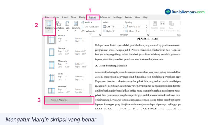 cara setting margin skripsi 1