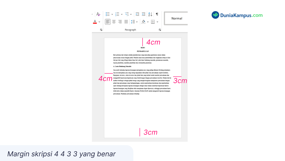 margin skripsi yang benar