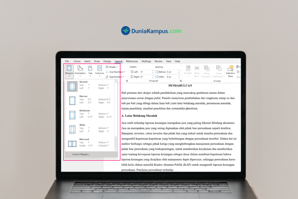mengatur margin skripsi yang benar